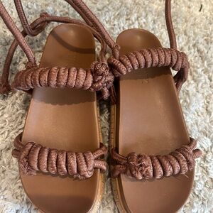 SCHUTZ Brown Rope Lace-Up Sandals